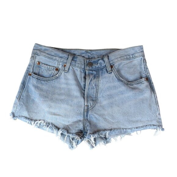Levi’s 501 Cutoff Shorts Vintage Distressed Button Fly Denim W27 Light Wash - Picture 1 of 7
